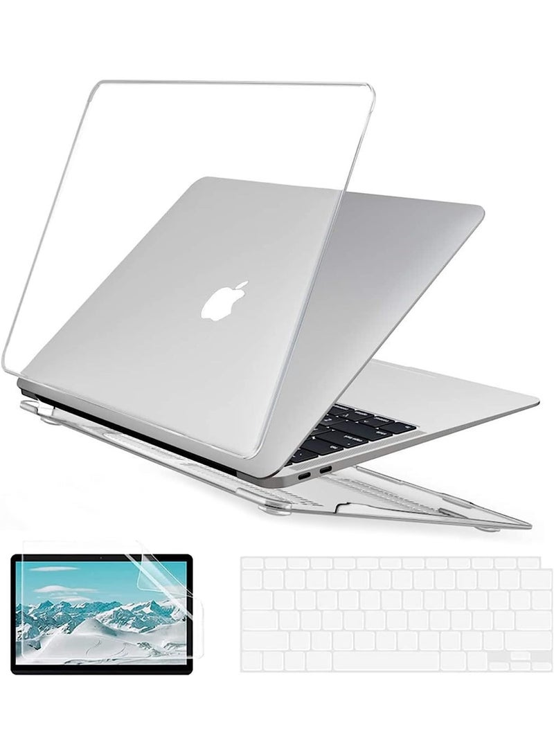 3 in 1 Case Compatible with MacBook Air 13 inch 2026 2025-2022 Release M5 A3449 M4 M3 M2 A3240 A3113 A2681, Hard Shell &Keyboard Skin Cover & Screen Protector for Mac Air 13.6 inch Case, Frosted Transparent - Image 1